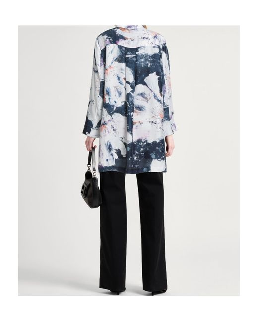 MAX&Co. Blue Long Sleeve Stand Collar Top