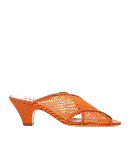 Casadei Orange Mesh Slide Sandals
