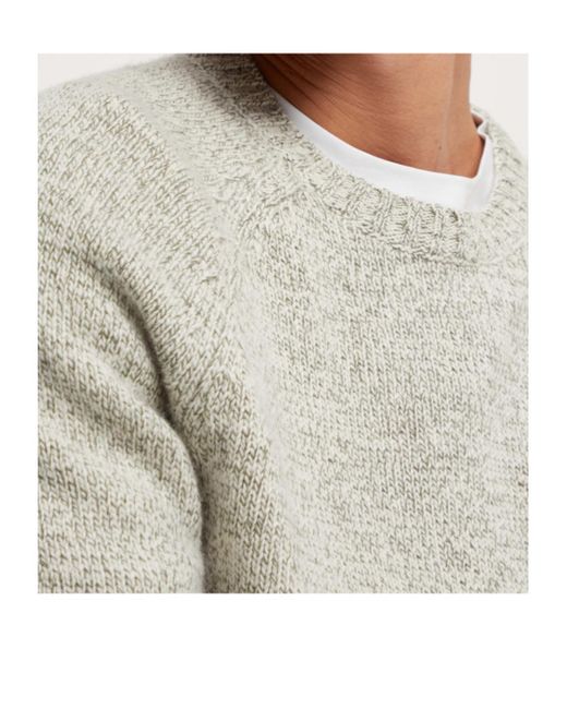 Brunello Cucinelli White Marl-Knitted Crewneck Jumper for men