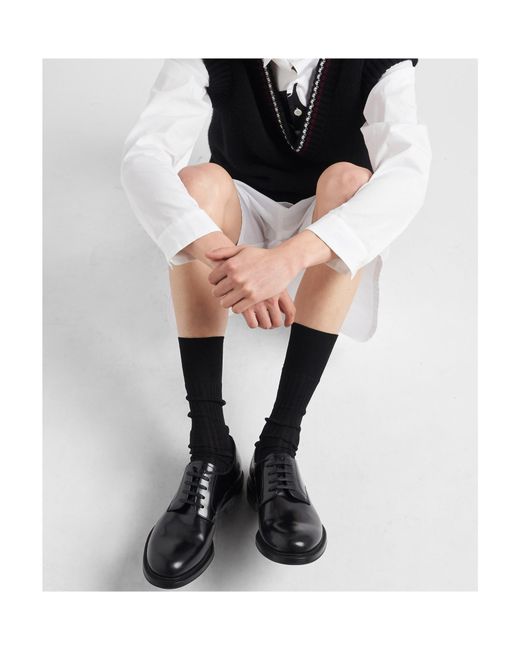 Prada Black Lace-Up Derby Shoes for men