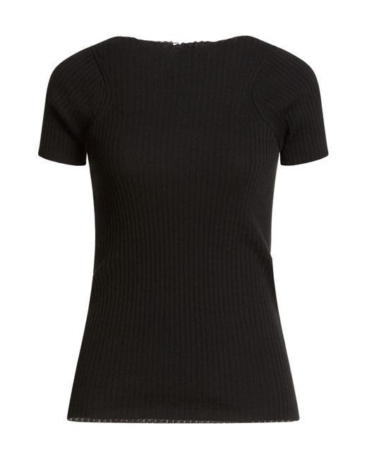 Sportmax Black Ribbed Knit T-Shirt