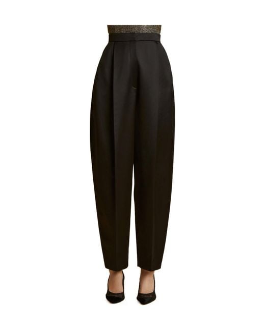 Khaite Black Front Pleated Trousers