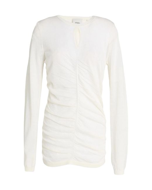 Isabel Marant White Crew-Neck Long-Sleeve Top