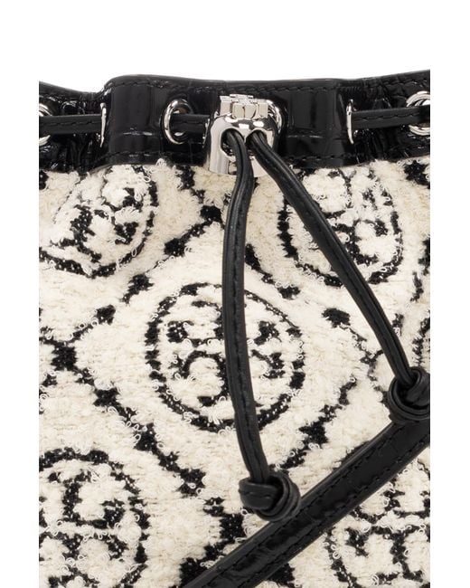 Tory Burch Black Mini Bouclé Bucket Bag