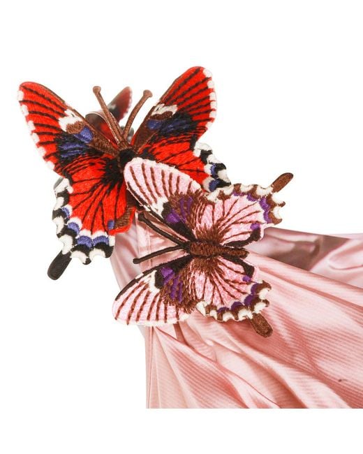 Blumarine Pink Butterfly-Detail Draped Dress