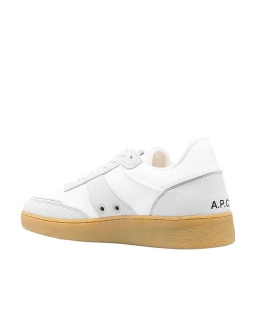 A.P.C. White Plain Lace-Up Sneakers for men
