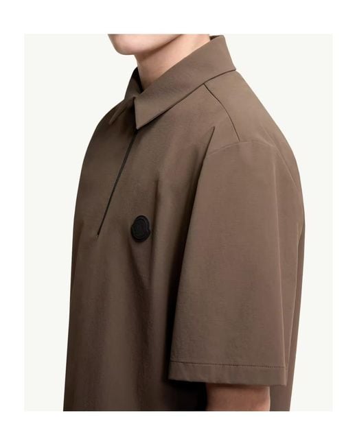 Moncler Brown Logo Patch Short-Sleeve Polo Shirt for men