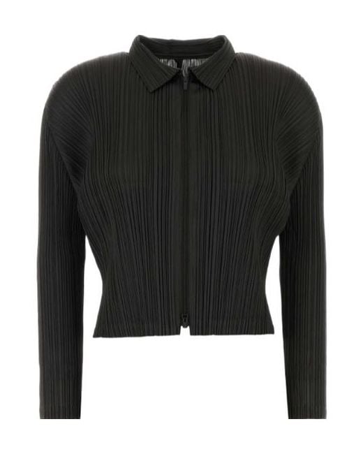 Pleats Please Issey Miyake Black Knit Shirt