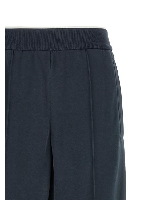 Brunello Cucinelli Blue Cotton Smooth French Terry Track Trousers