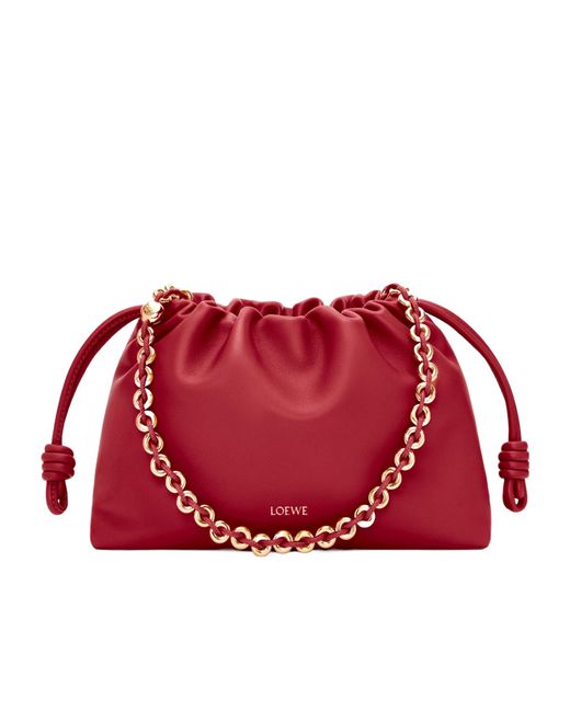 Loewe Red Flamenco Medium Drawstring Shoulder Bag