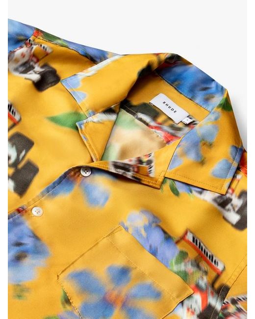 Rhude Yellow Loix Floral Printed Shirt for men