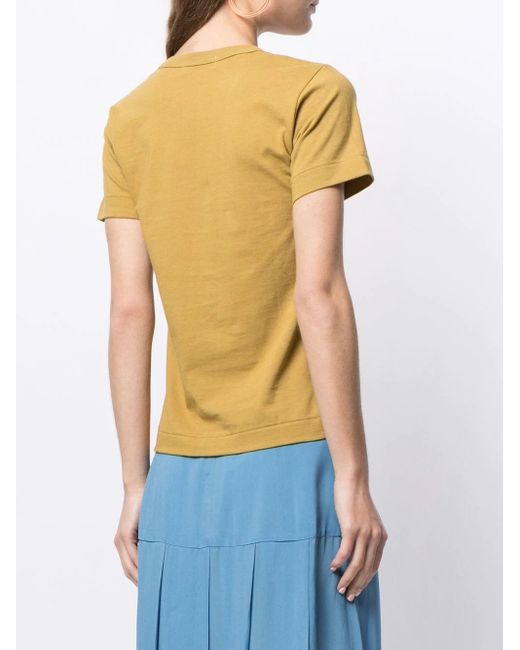 COMME DES GARÇONS PLAY Yellow Embroidered-Logo Cotton T-Shirt