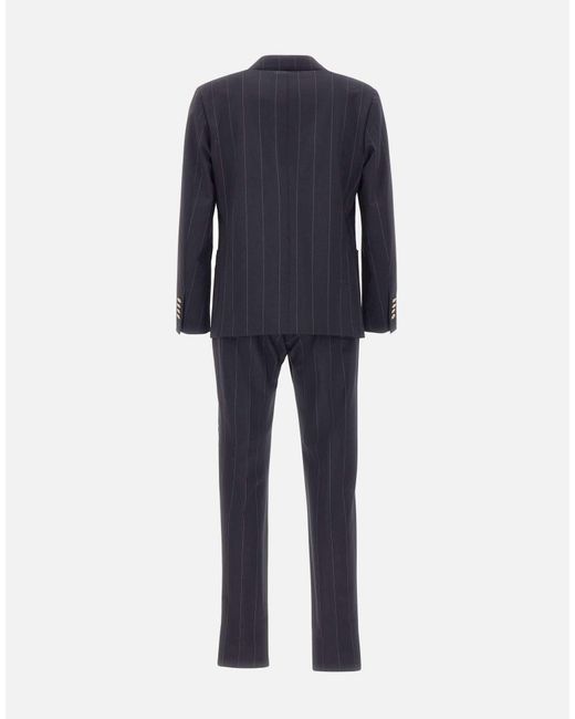 Eleventy Blue Pinstripe Double-Breasted Suit for men