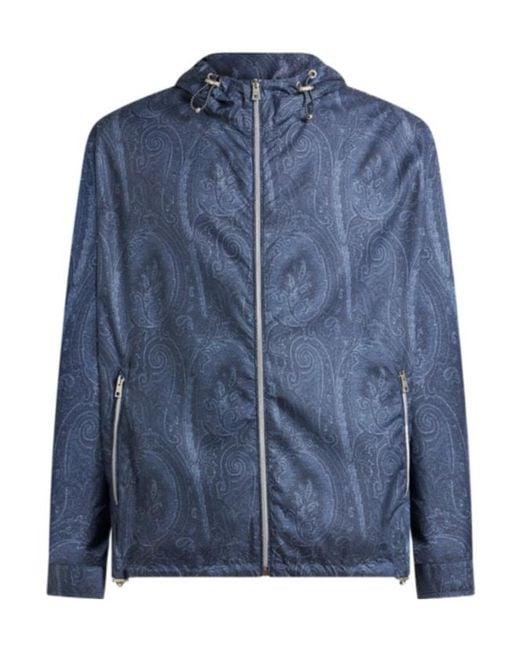 Etro Blue Paisley-Print Jacket for men
