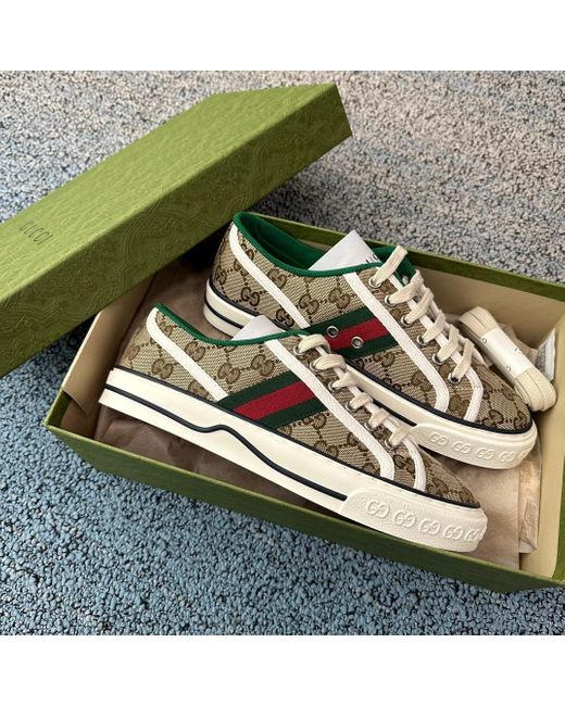 Gucci White Gg Tennis 1977 Low-Up Sneakers