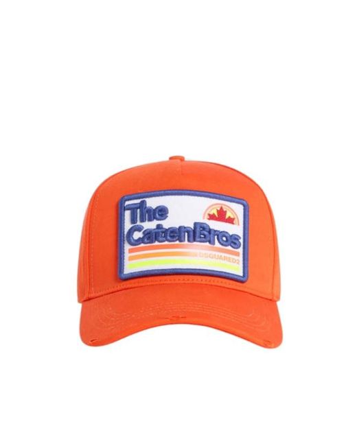 DSquared² Orange Logo Patch Baseball Cap for men