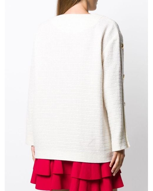 Moschino White Button Details Loose Cardigan