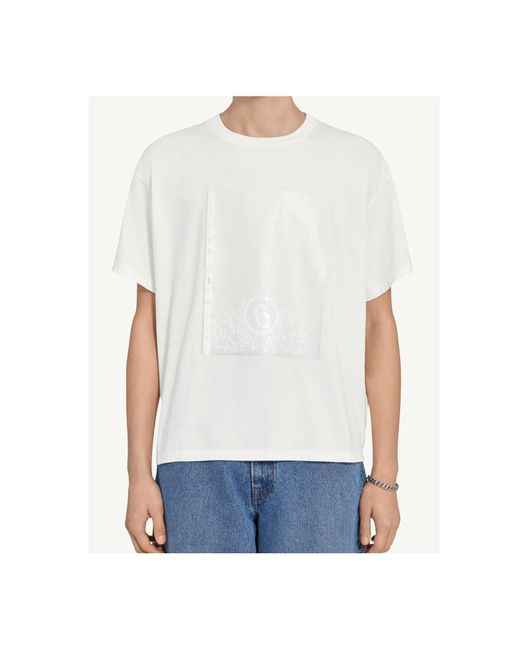 MM6 by Maison Margiela White Graphic T-Shirt for men
