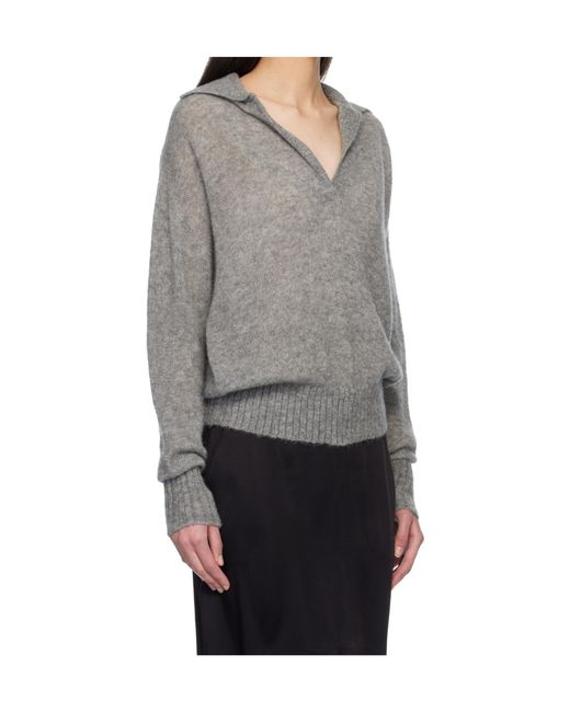 Tom Ford Gray Cashmere Blend Long-Sleeved Polo Shirt