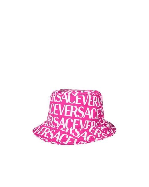 Versace Pink Logo-Print Bucket Hat