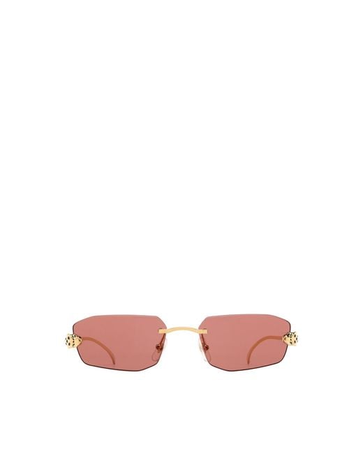 Cartier Pink Geometric Frame Sunglasses for men