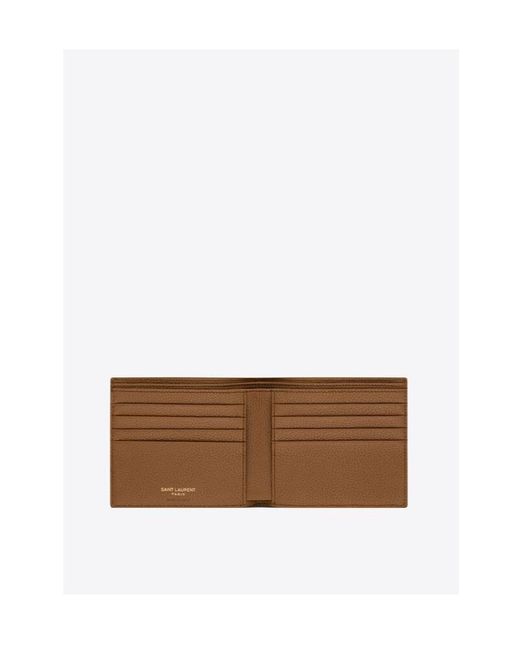 Saint Laurent Brown Cassandre Shadow East/West Wallet for men