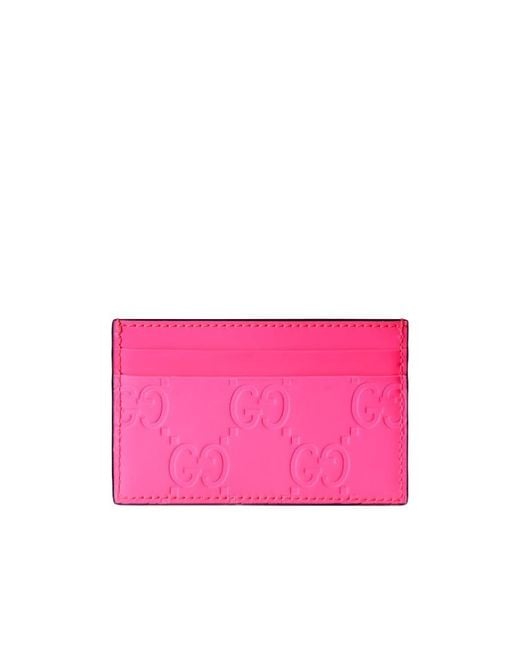 Gucci Pink Gg-Debossed Leather Cardholder for men