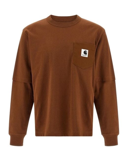 Sacai Brown Capsule Pocket Long Sleeve T-Shirt for men