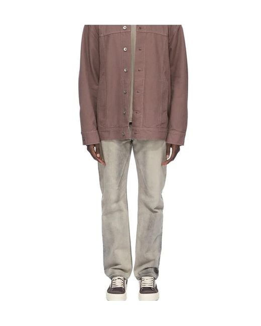 Rick Owens Gray Fog Cut Faded-Effect Jeans for men