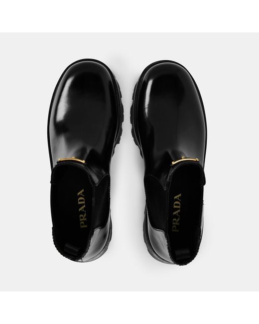 Prada Black Leather Chelsea Boots