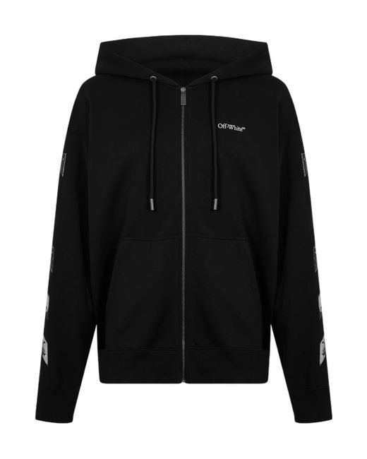 Off-White c/o Virgil Abloh Black Front Zip-Up Sweatshirt for men
