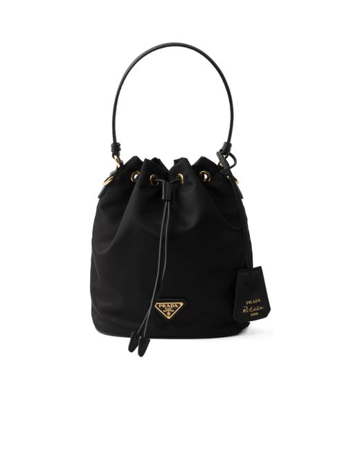 Prada Black Re-Edition 1978 Drawstring Mini Bucket Bag