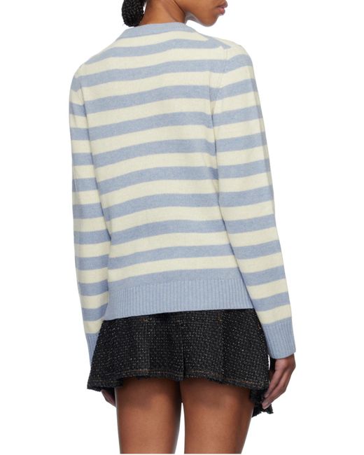 Ganni Blue Striped Graphic Cat Jumper