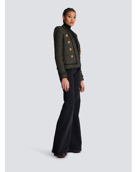 Balmain Black Tweed Collarless Jacket