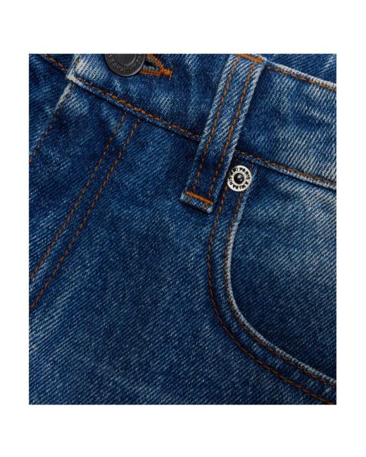 AMI Blue Mid-Rise Frayed Denim Mini Shorts