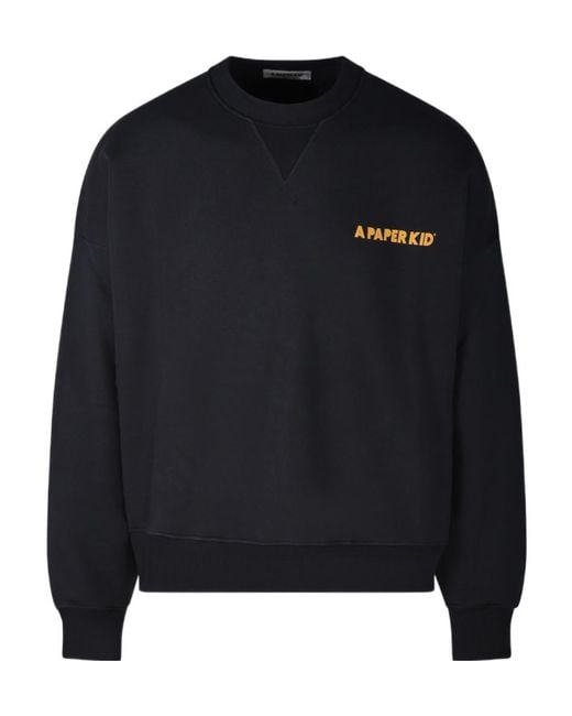 A PAPER KID Black Logo-Print Cotton Sweatshirt for men