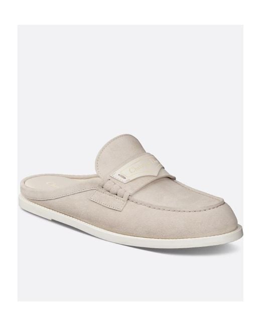Dior White Christian Boy Logo Debossed Slip-On Sandals