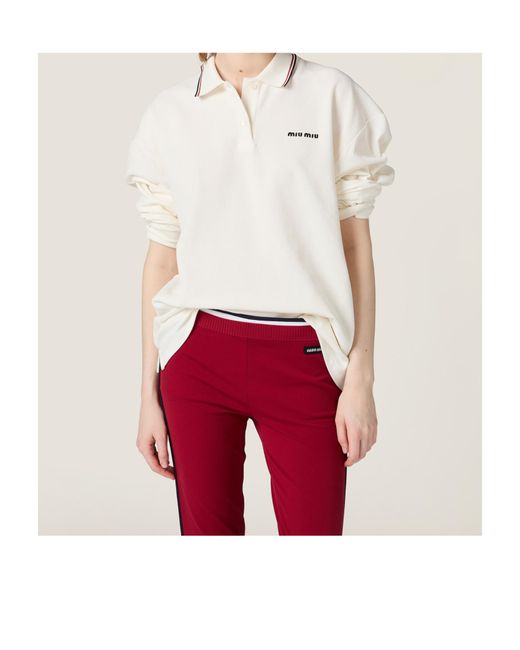 Miu Miu White Piqu Polo Shirt