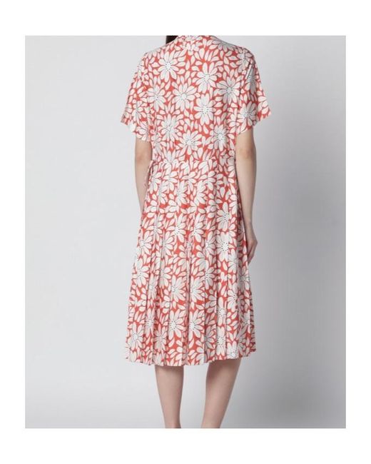 Prada Pink Printed Pleated Pongé Dress