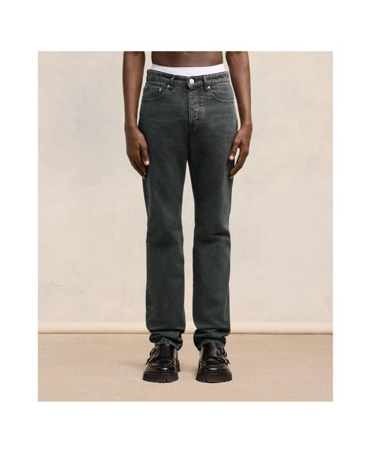 AMI Gray Logo-Patch Jeans for men