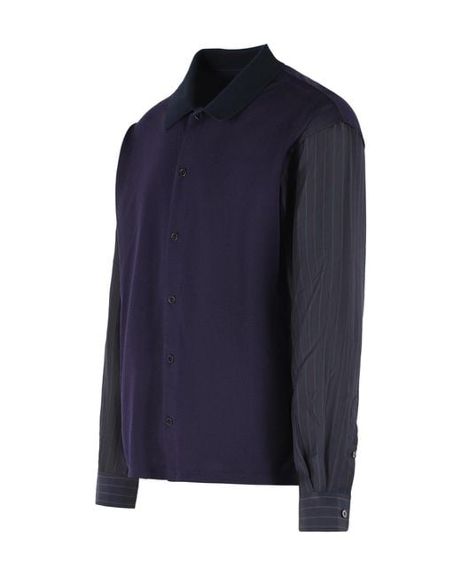 Maison Margiela Blue Long-Sleeved Buttoned Shirt for men