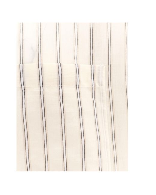 Brunello Cucinelli White Striped Buttoned Shirt