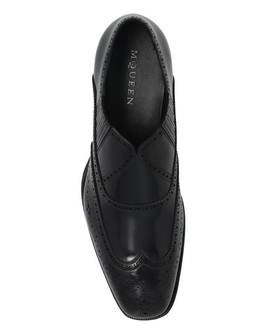Alexander McQueen Black Brogue Style Slip-On Loafers for men