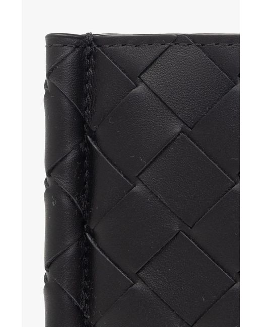 Bottega Veneta Black Intrecciato Bi-Fold Card Holder for men