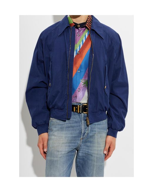 Versace Blue Zip-Up Bomber Jacket for men
