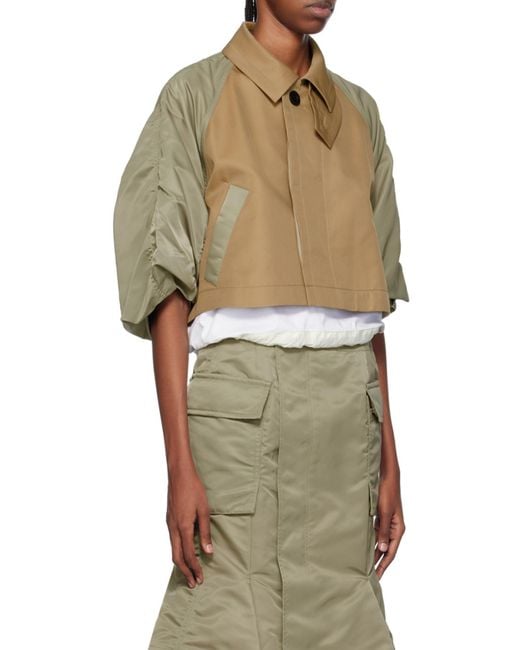 Sacai Natural Button Detailed Cropped Jacket