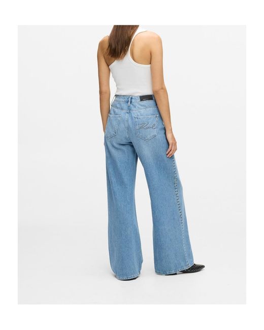 Karl Lagerfeld Blue Studded-Signature Jeans