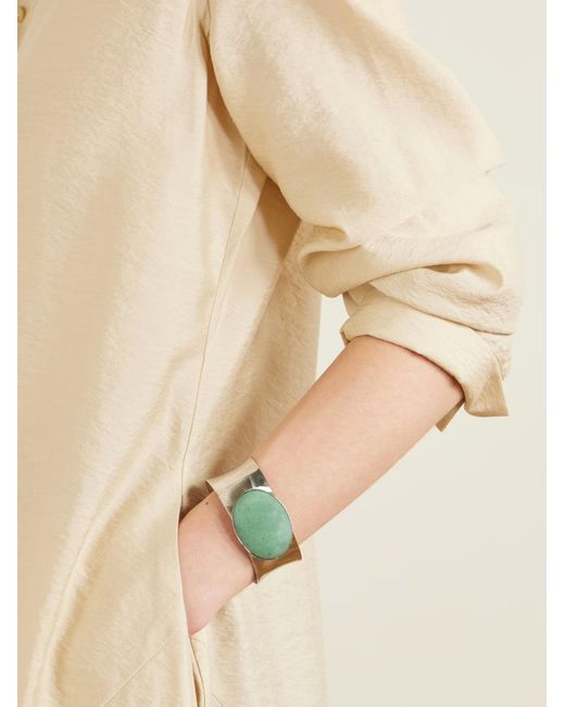 Jennifer Behr Green Wide Cuff Bracelet