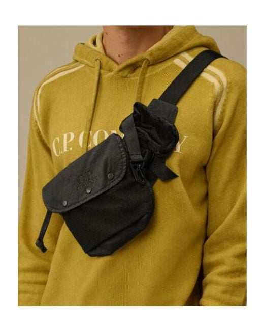C P Company Black Panama-R Mixed Waistbag for men