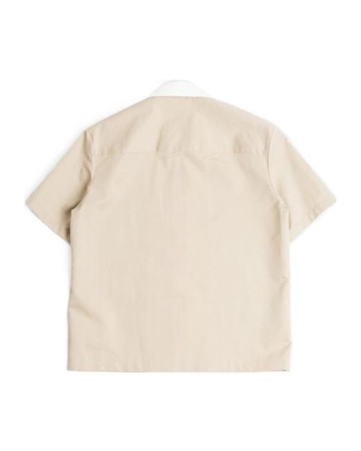 Jil Sander Natural Short Sleeved Button-Up Shirt for men